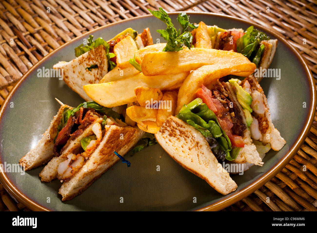 Roast beef sandwich with fries Stock Photo Alamy