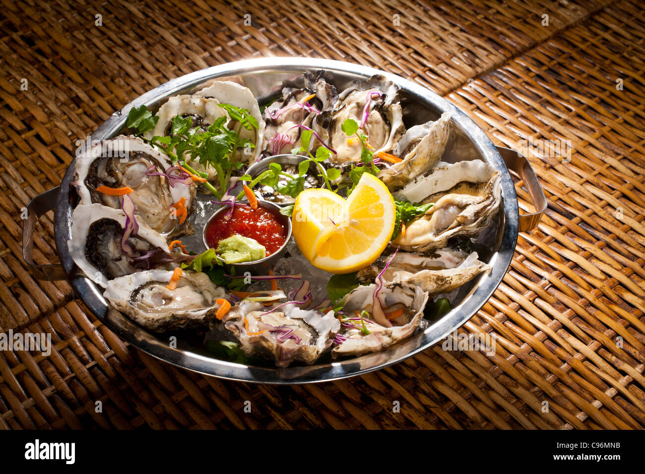 Oysters on the half shell Stock Photo Alamy