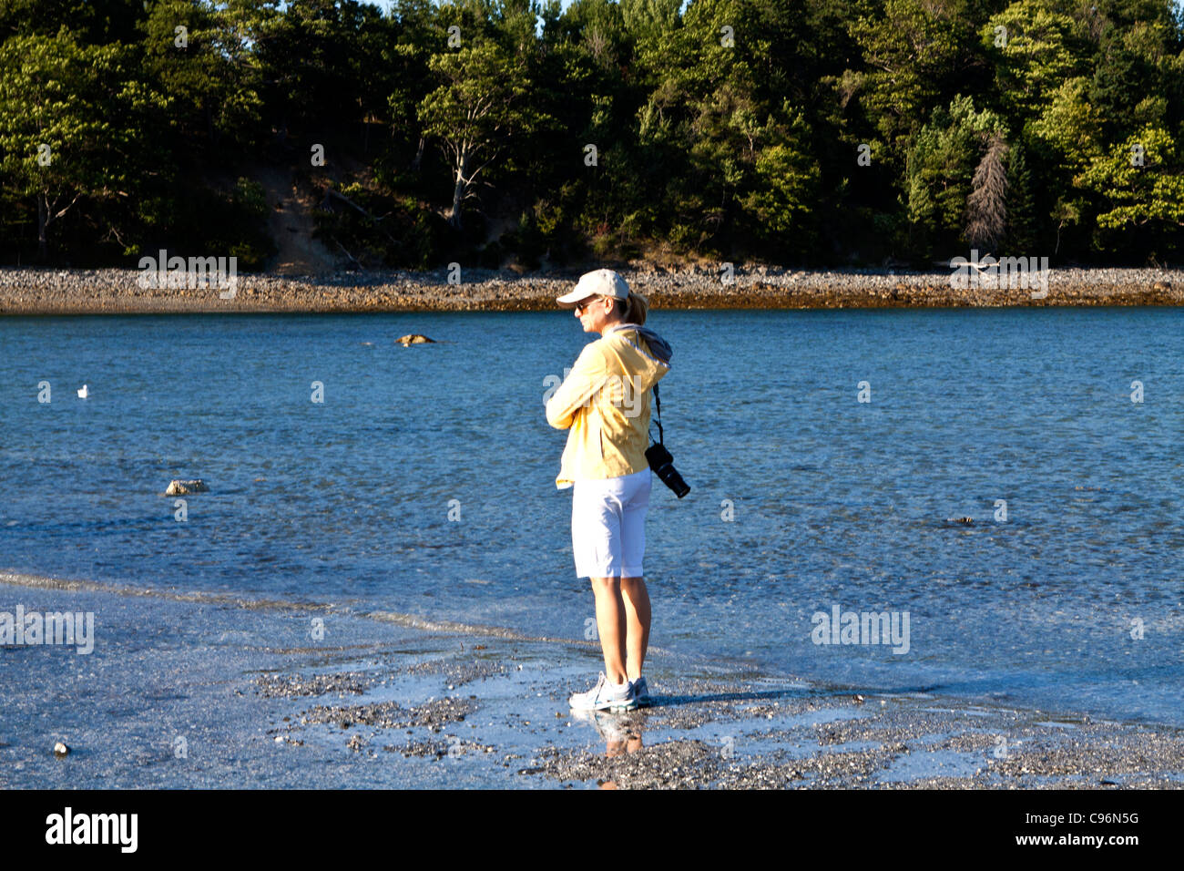 Woman in her 40s with a photo camera around her neck Stock Photo - Alamy