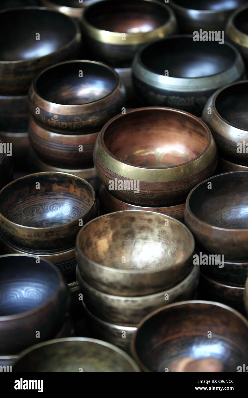 Singing bowls in Kathmandu Nepal Stock Photo Alamy