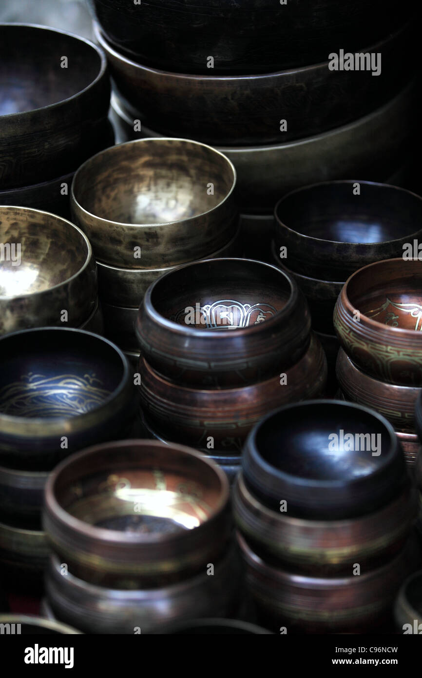 Singing bowls in Kathmandu Nepal Stock Photo Alamy
