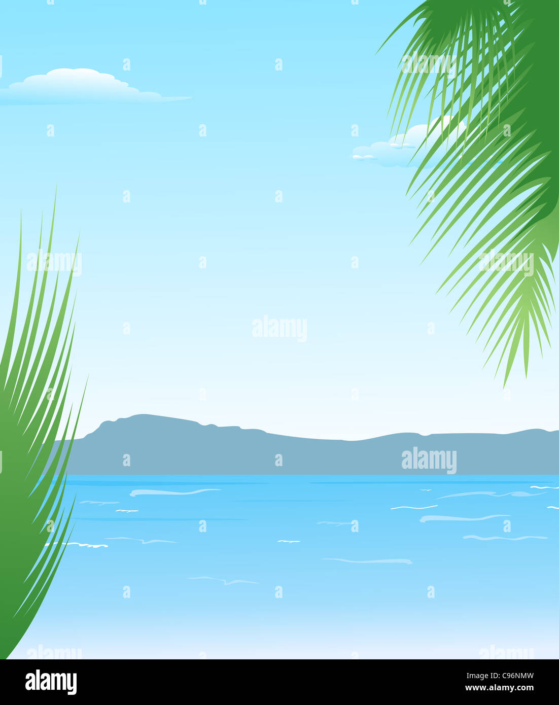 Illustration beautiful summer background with beach - vector Stock ...