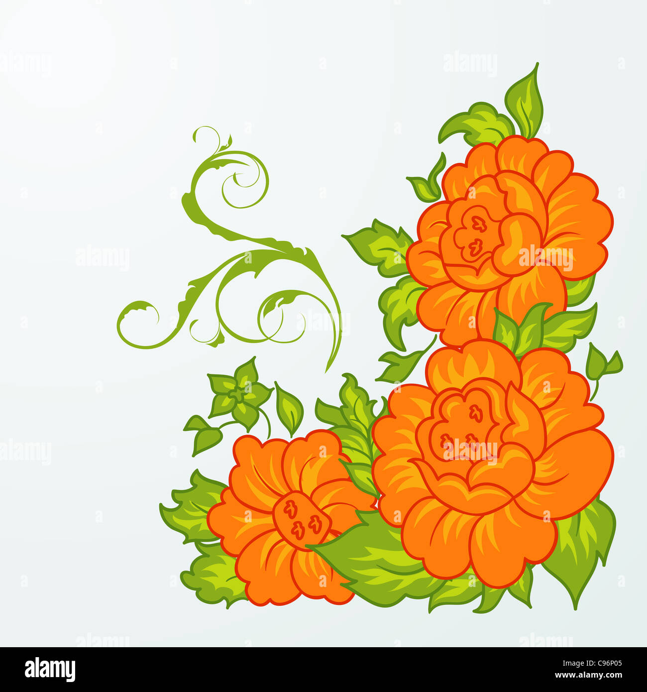 Illustration greeting card with flowers - vector Stock Photo - Alamy