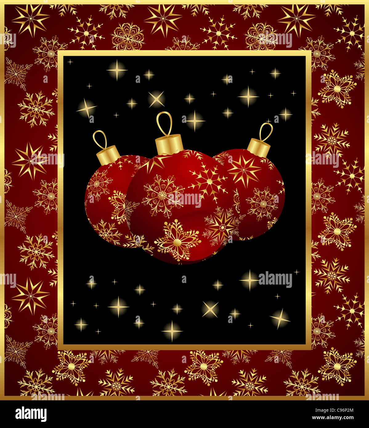 Illustration set Christmas balls on snowflakes background - vector ...