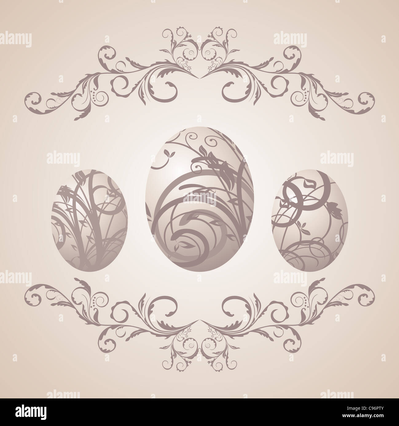 Illustration Easter vintage card with set eggs - vector Stock Photo - Alamy