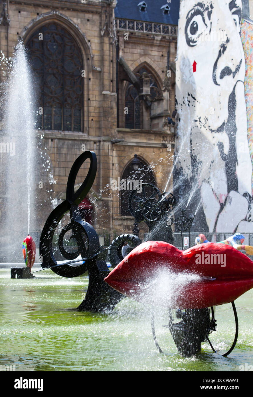 Paris, les Halles, the fountain made by J.Tinguely and dedicated to Stravinsky Stock Photo