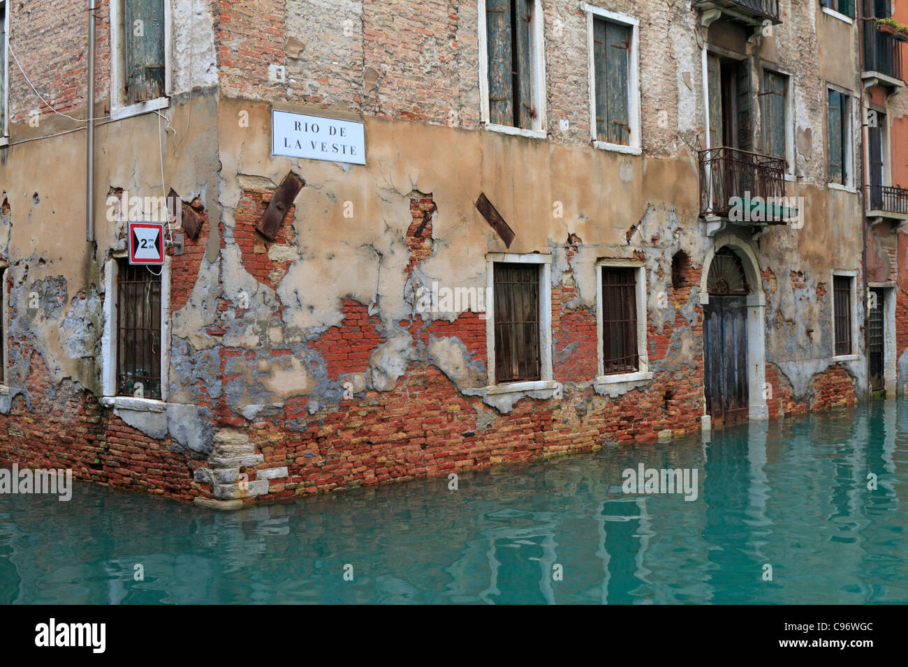Decay and dereliction on the canals of Venice, Italy, Europe. Stock Photo