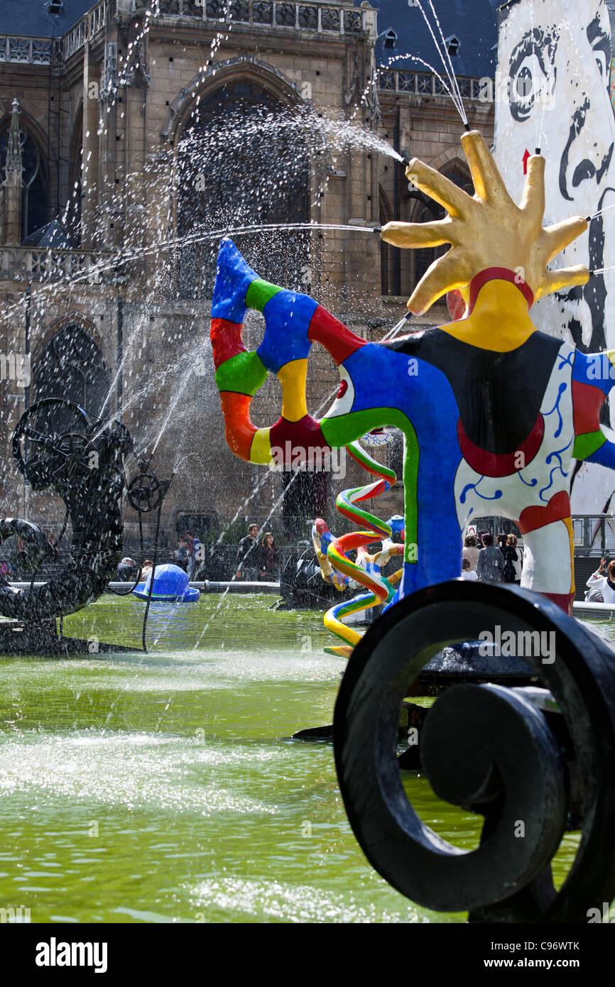 Paris, les Halles, the fountain made by J.Tinguely and dedicated to Stravinsky Stock Photo