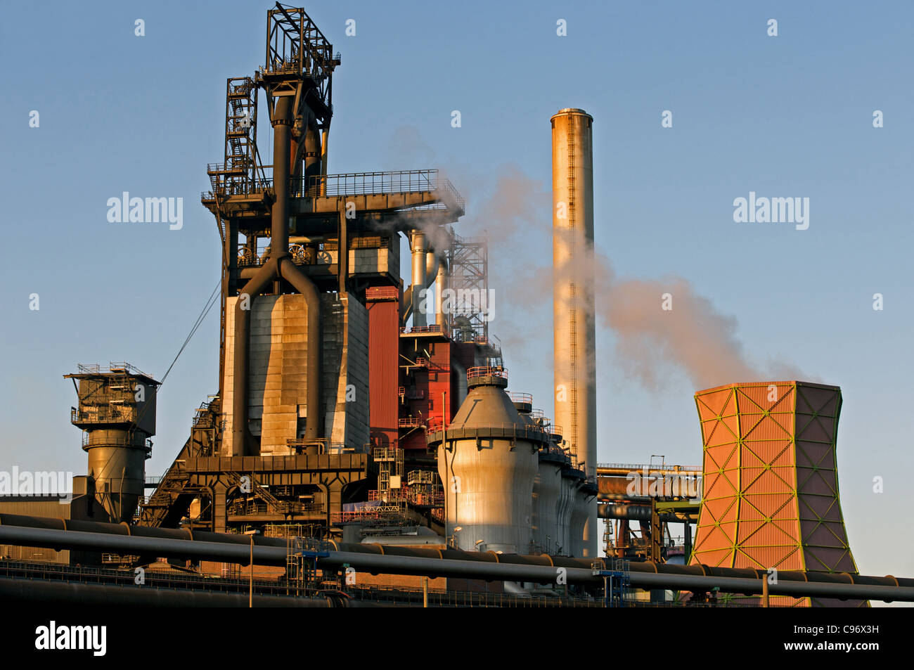 Blast-furnace, ThyssenKrupp steel factory, Germany. Stock Photo