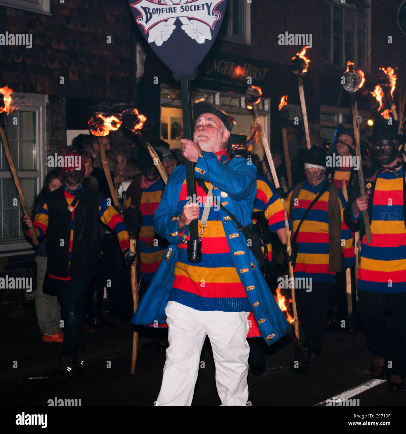 Torchbearers At The Rye Bonfire Society Street Parade East Sussex ...