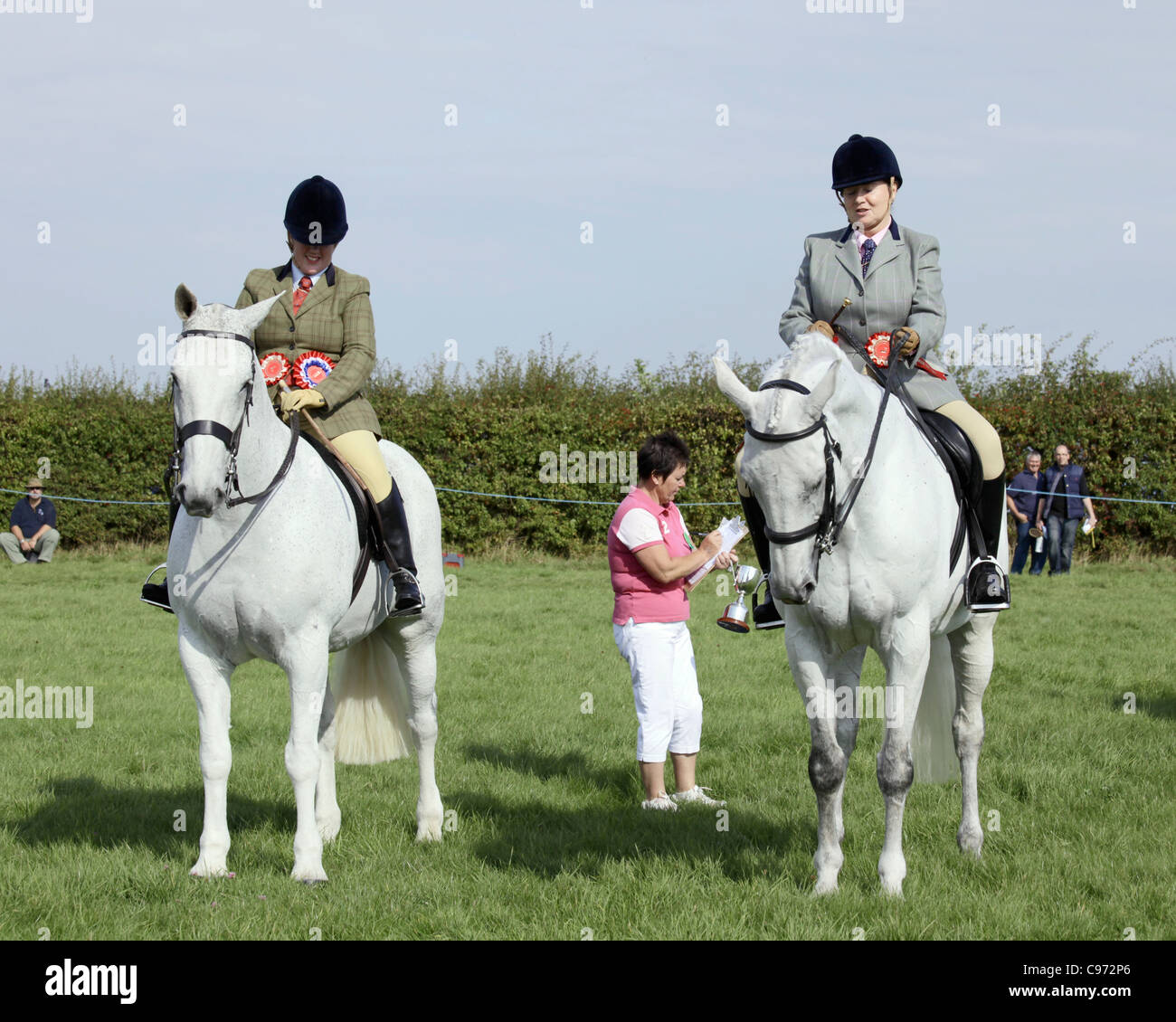 Winner and runner up in equitation competitor at Gransden and District Agricultural Show 2011 Stock Photo