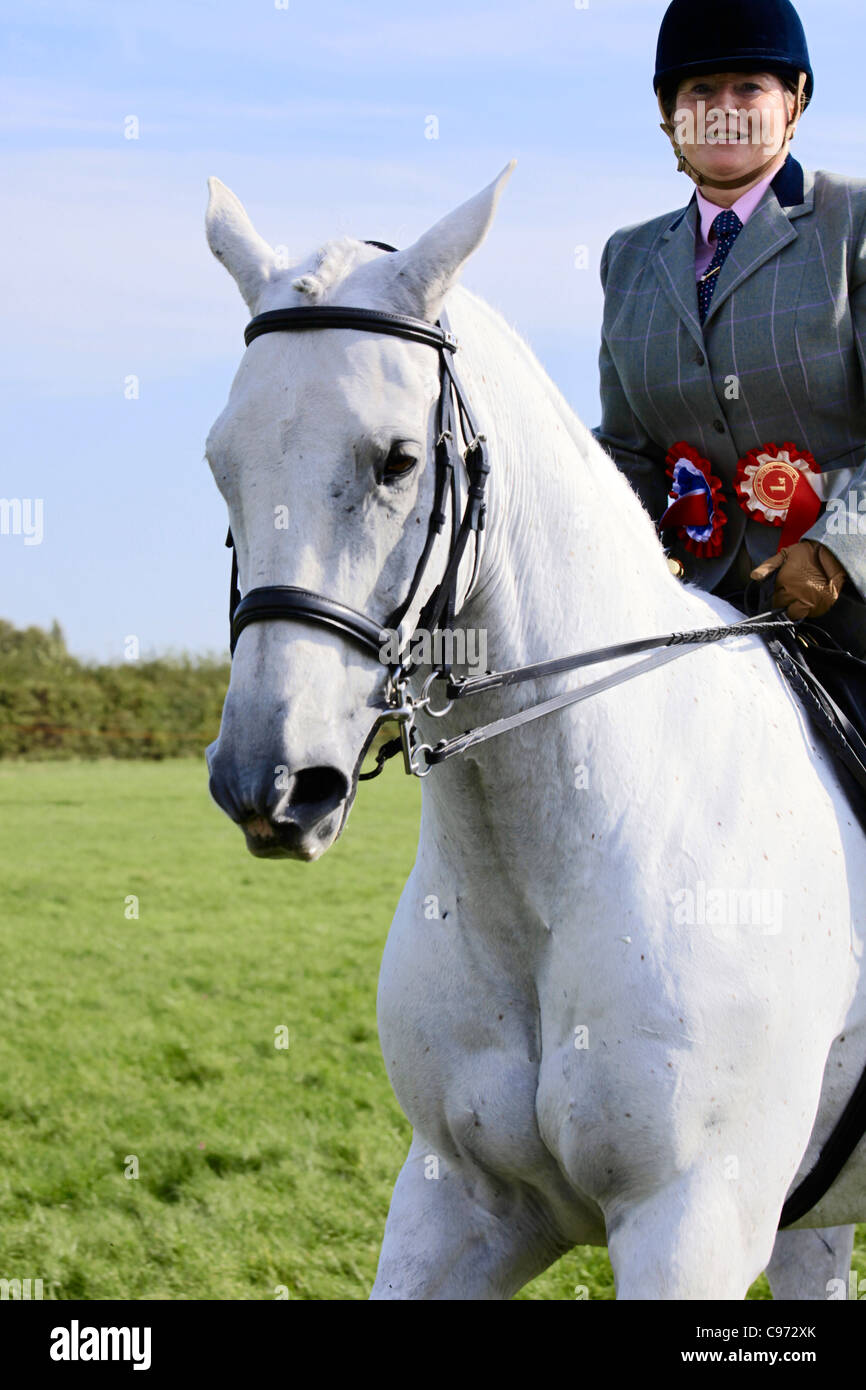 Winning horse and rider in equitation competitor at Gransden and District Agricultural Show 2011 Stock Photo