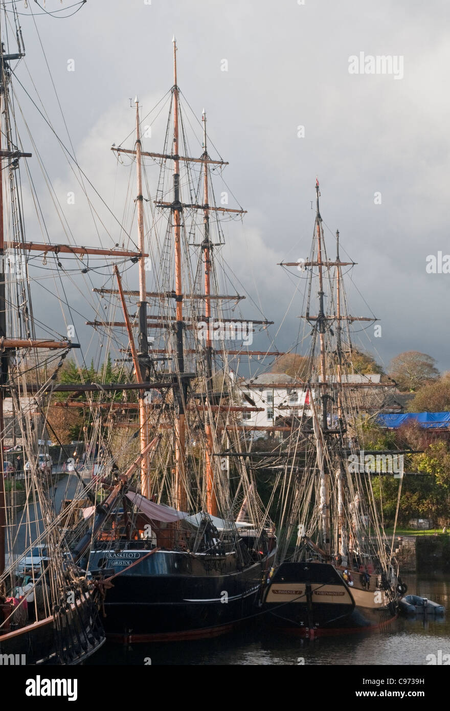 Charlestown Harbour St Austell Cornwall Tall Ships Stock Photo
