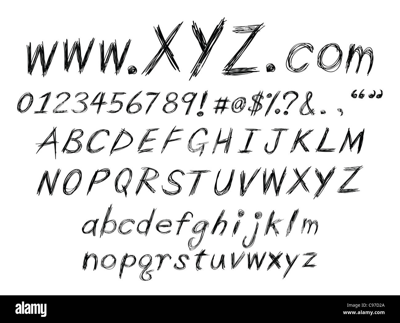 a set of sketch alphabet for design usage. Stock Photo
