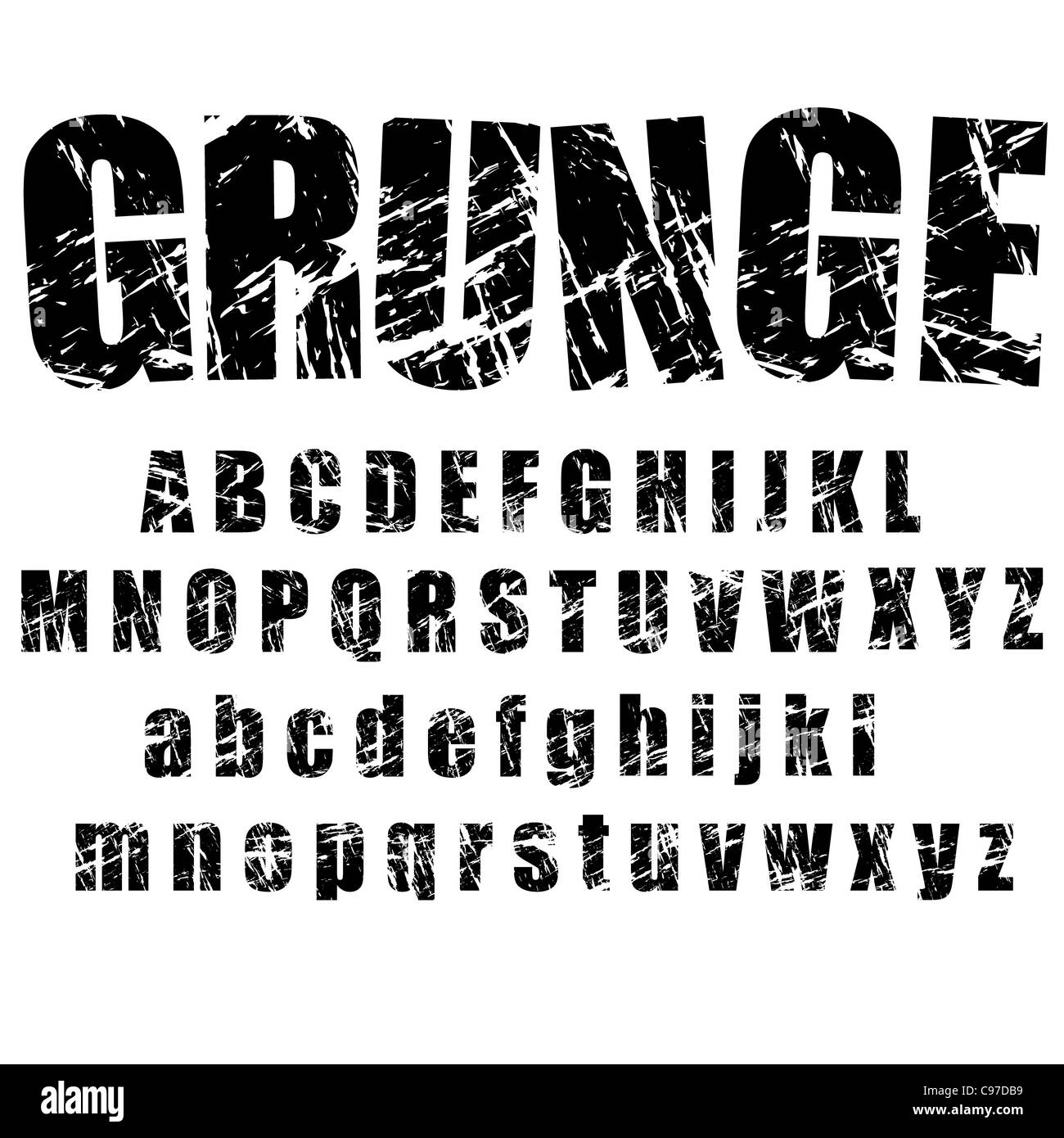 A set of personalised grunge alphabets to use. vectors, isolated on white. Completed with set 2 of number and symbol Stock Photo