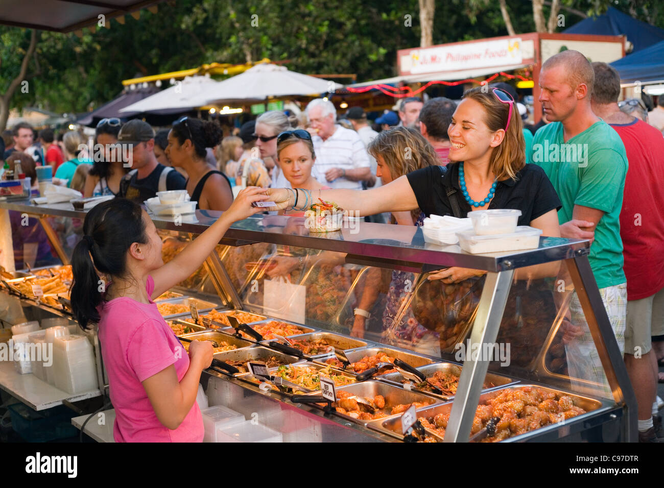 Food stall at the Mindil Beach Sunset Markets.  Darwin, Northern Territory, Australia Stock Photo