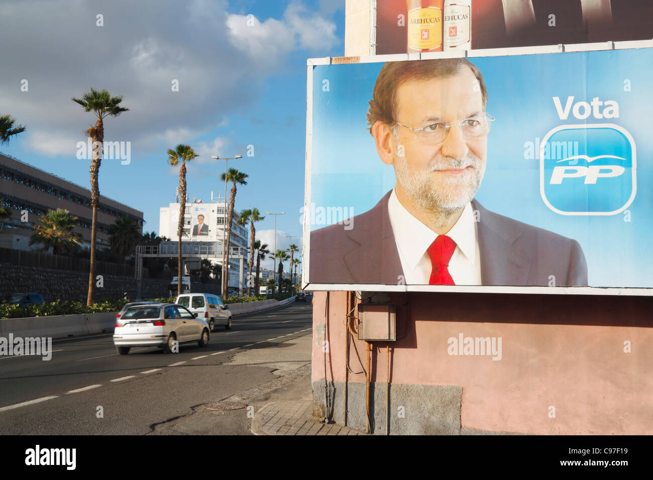 Las Palmas, Gran Canaria, Canary Islands, Spain, 15tth November 2011. Billboard depicting Marion Rahoy, leader of the Partido Popular (PP). Spanish general election is on 20th November 2011 Stock Photo