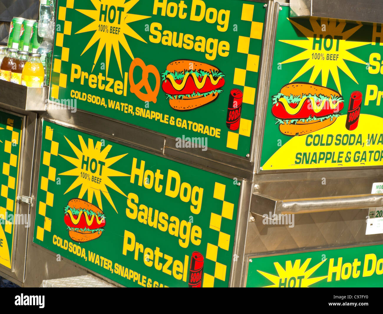 Street Vendor Hot Dog Cart, NYC Stock Photo