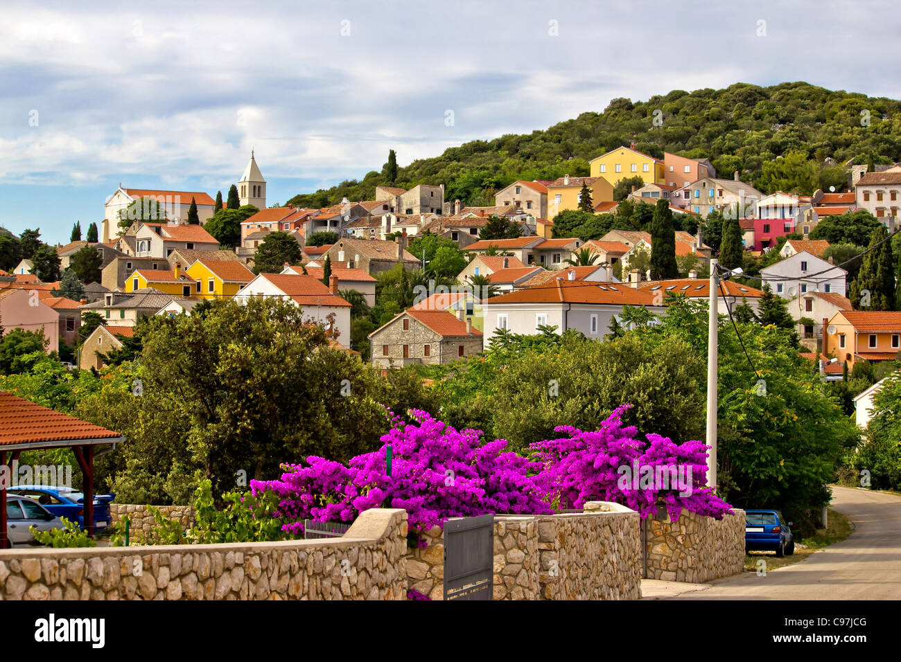 Charming adriatic village of Cunski, Island of Losinj, Croatia Stock ...