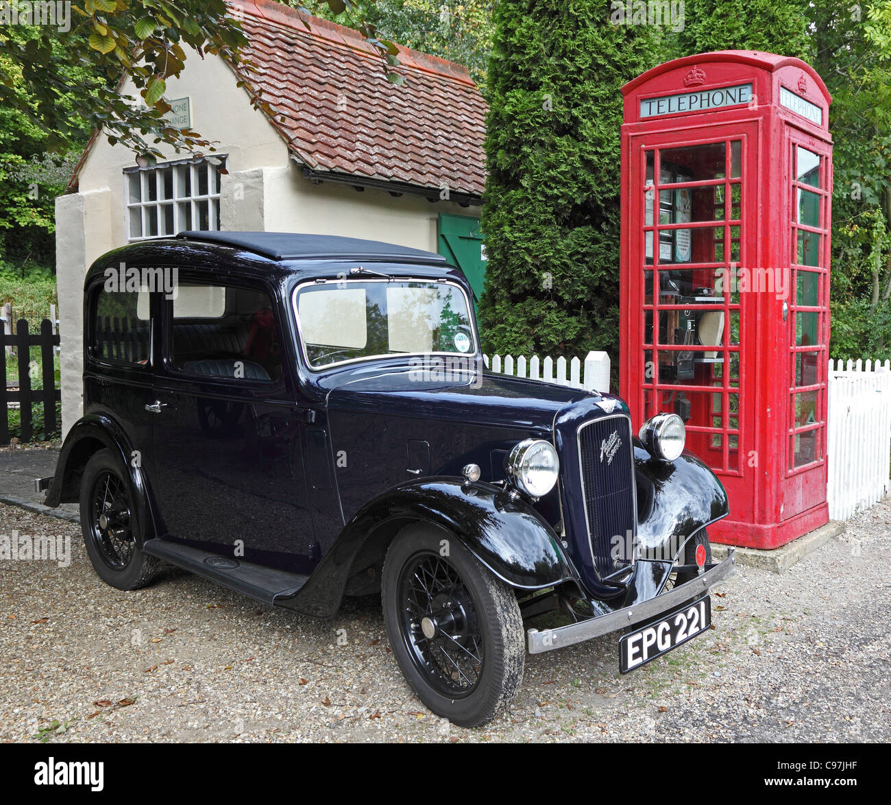 Austin Seven Ruby Saloon in country setting Stock Photo