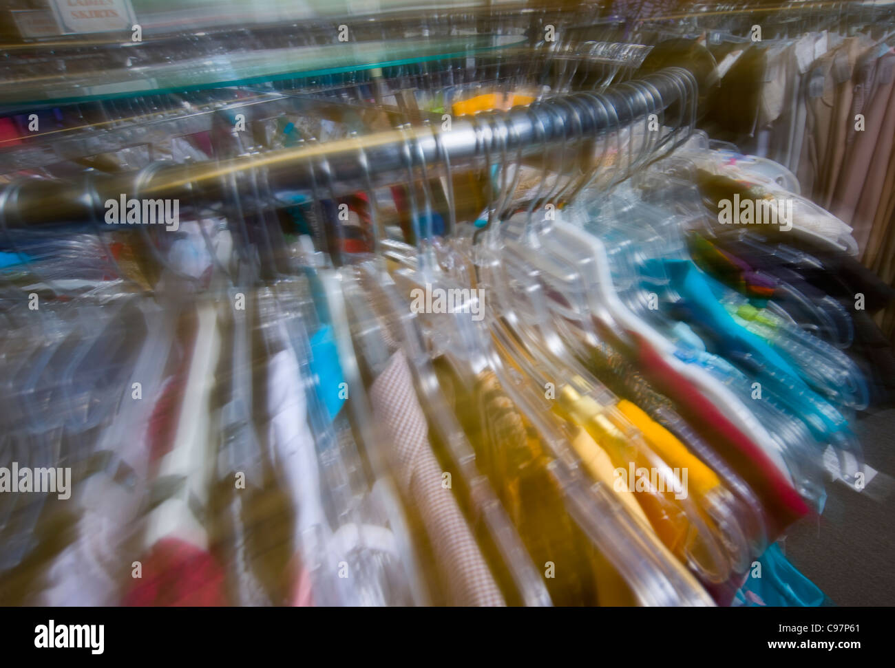 Retail Shopping Blur In Clothing Store Stock Photo