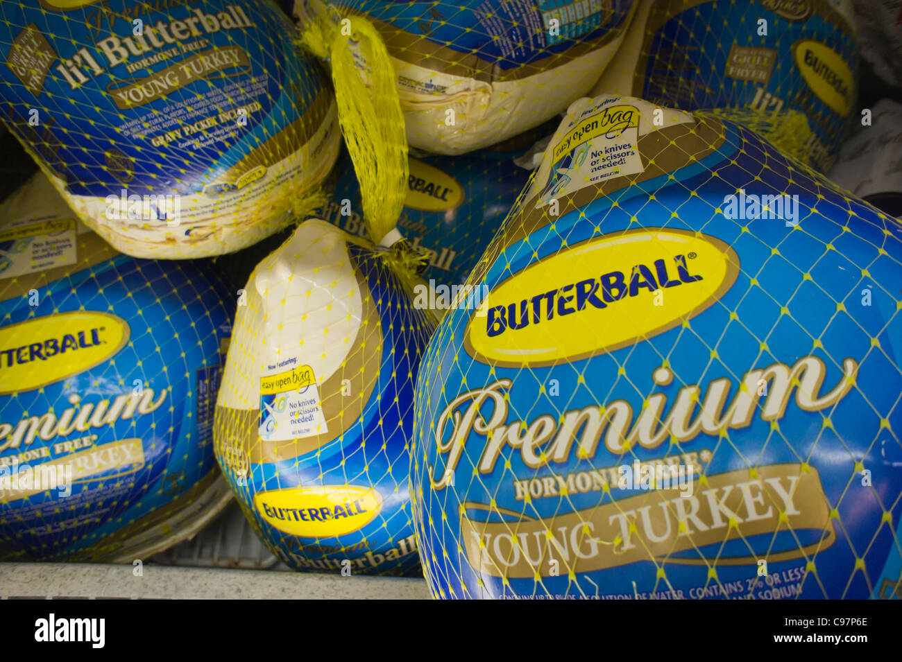 Butterball brand frozen Turkeys for sale in a supermarket in New York