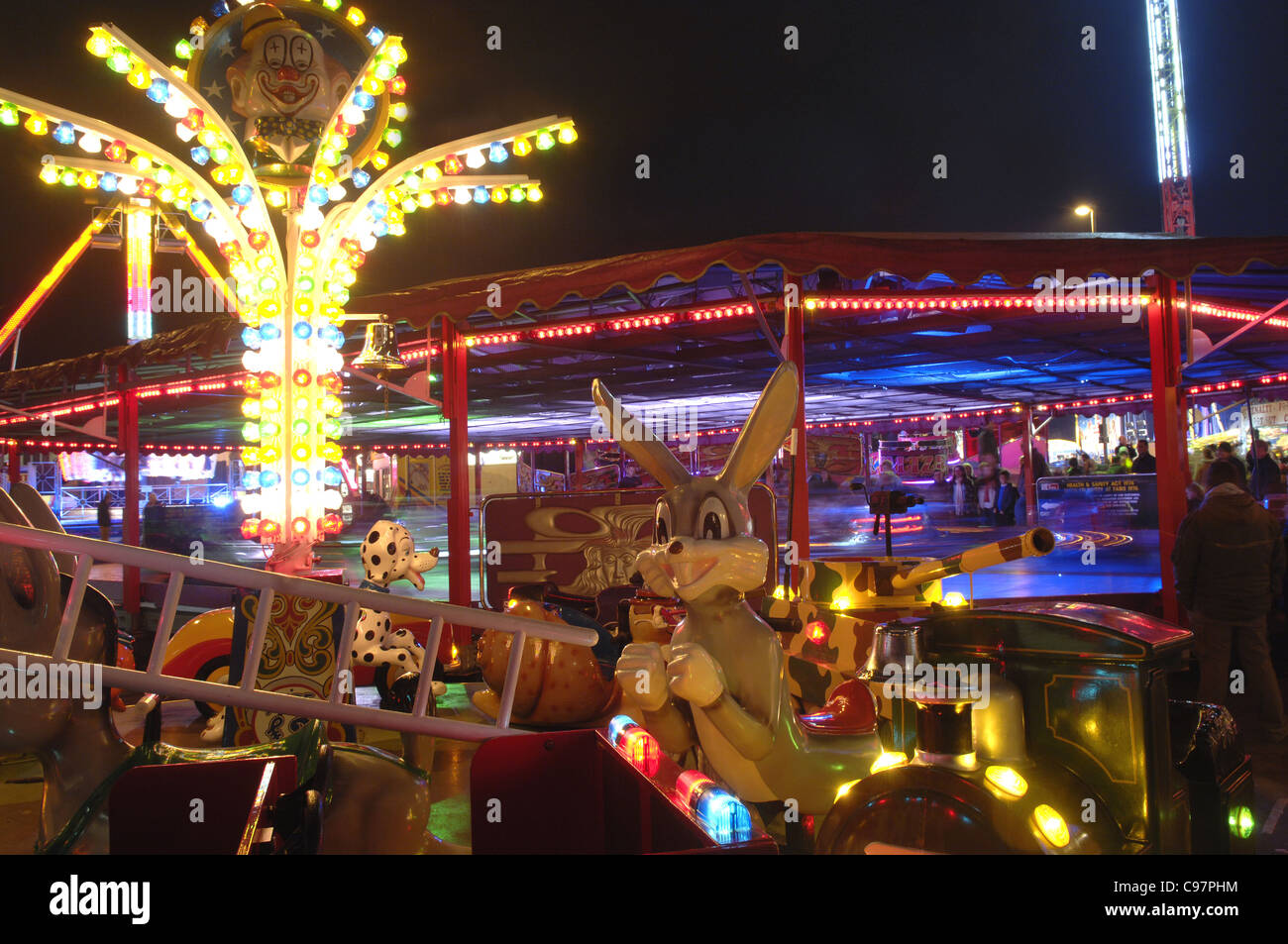 All the lights and colours of Loughborough street fair. The center of the town one