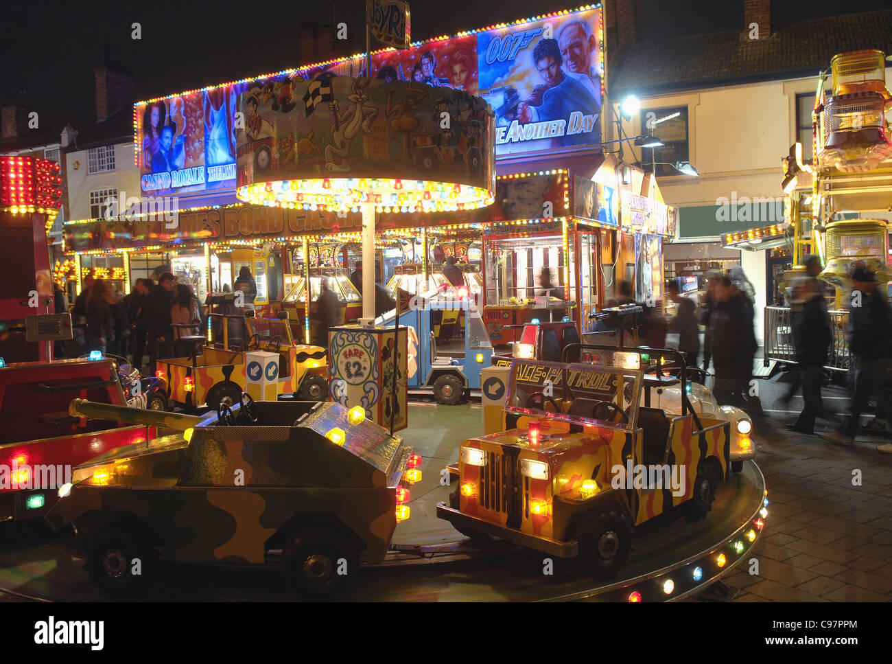 All the lights and colours of Loughborough street fair. The center of the town one