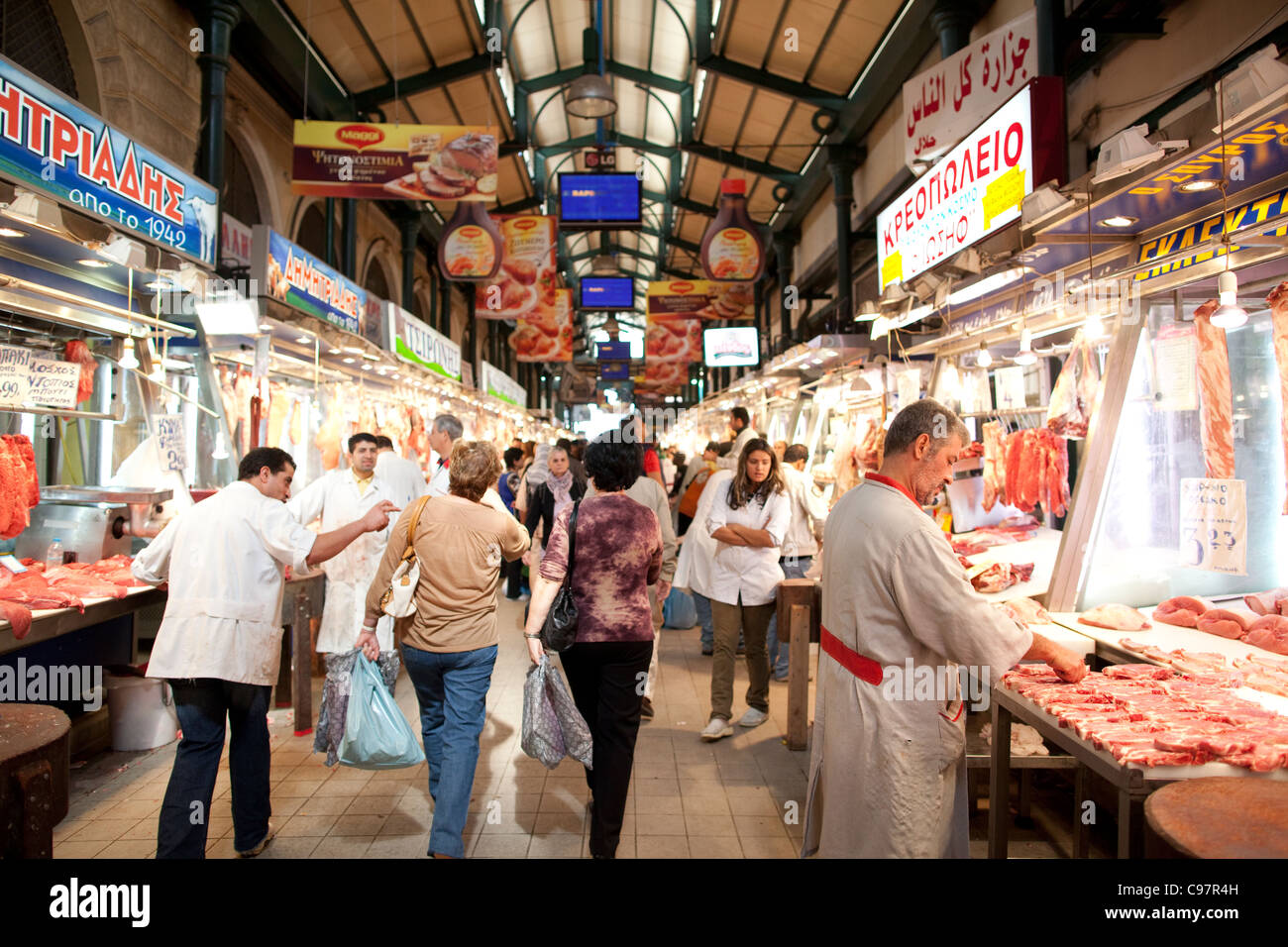 Athens Central Meat Market in Omonia Athens Greece. PhotoJeff Gilbert