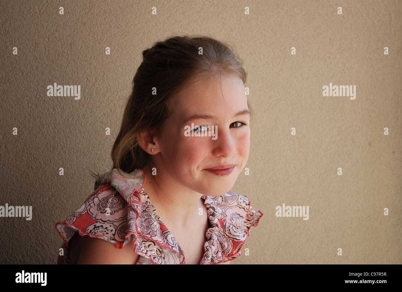 A photograph of a beautiful, young Caucasian girl smiling Stock Photo ...