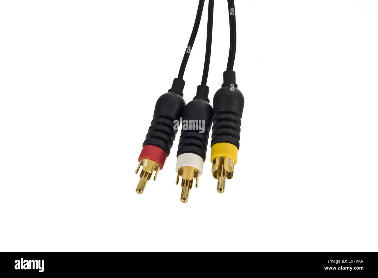 RCA Audio/Video Cables With Gold Plated Connectors Isolated On White