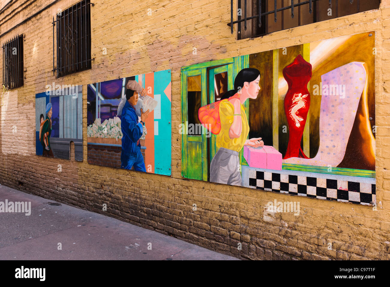 Chinatown Ross Alley Murals San Francisco Stock Photo Alamy