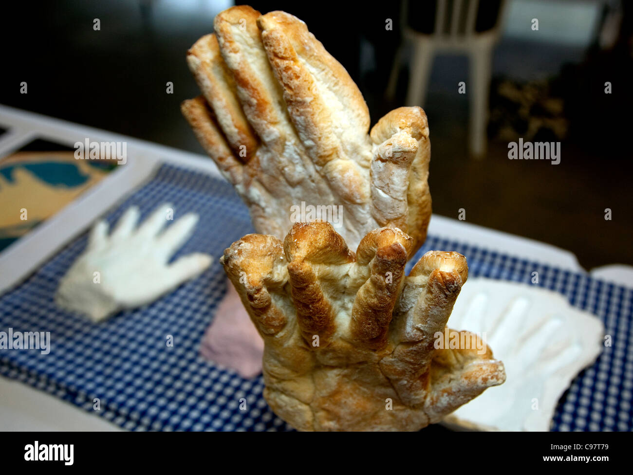 Experimental Food Society show, London: bread sculpture by artist Sharon Baker Stock Photo