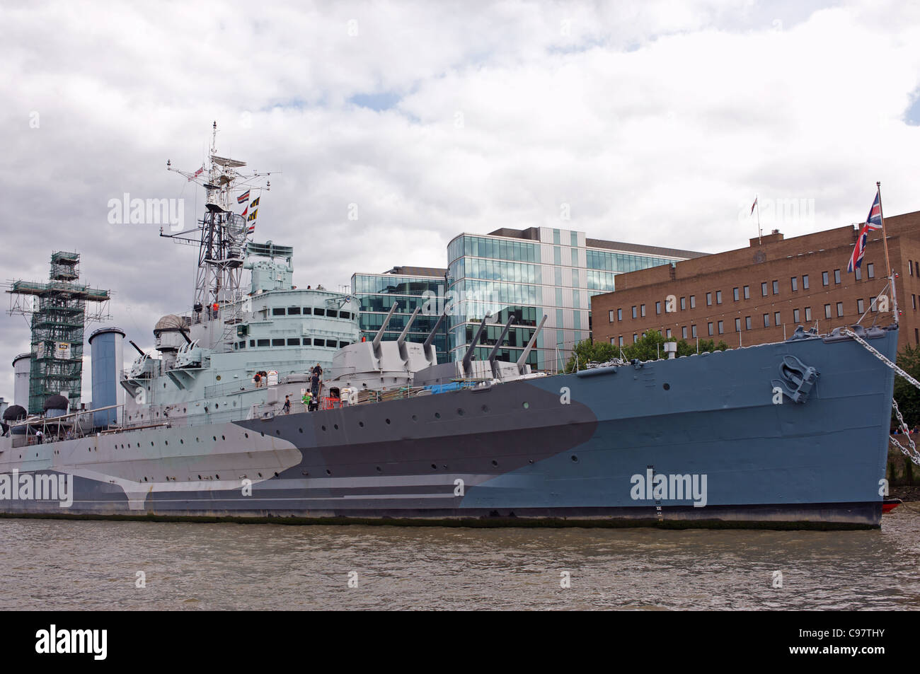 HMS Belfast, river Thames, London, UK. Stock Photo
