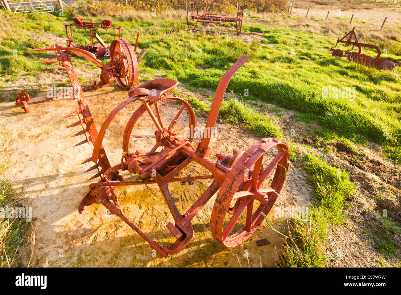 Old farming implements at Rackwick on the isle of hoy, Orkney, Scotland, UK. Stock Photo