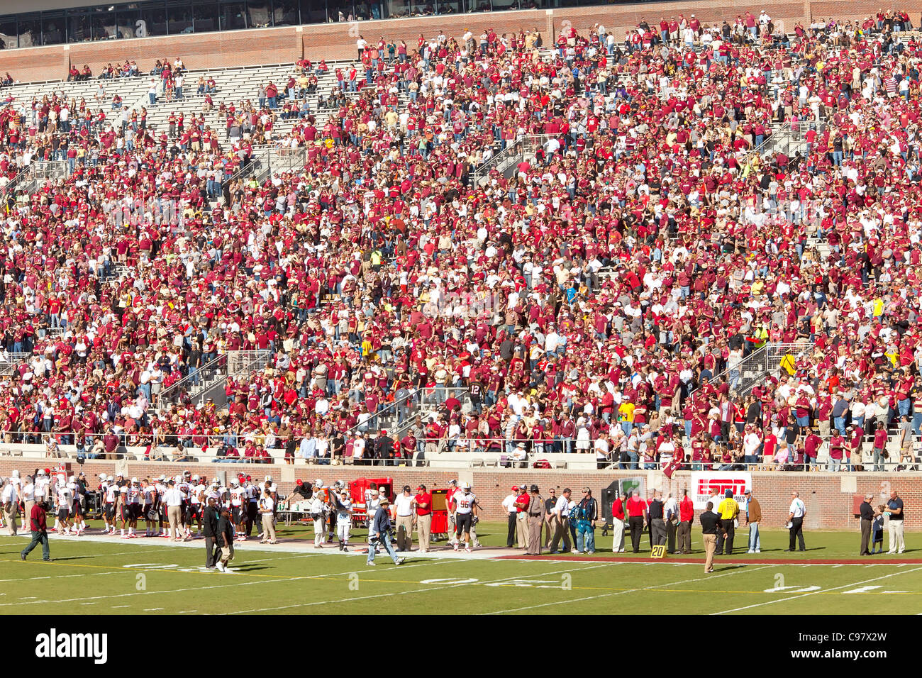 Seminole fans fill the stands at a FSU home football game in Tallahassee, Florida, USA. Stock Photo