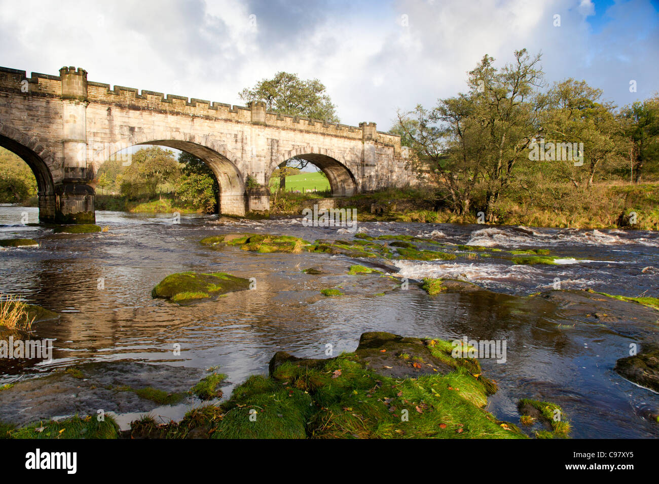 River Wharfe; Bridge; Strid Wood; Yorkshire; UK Stock Photo