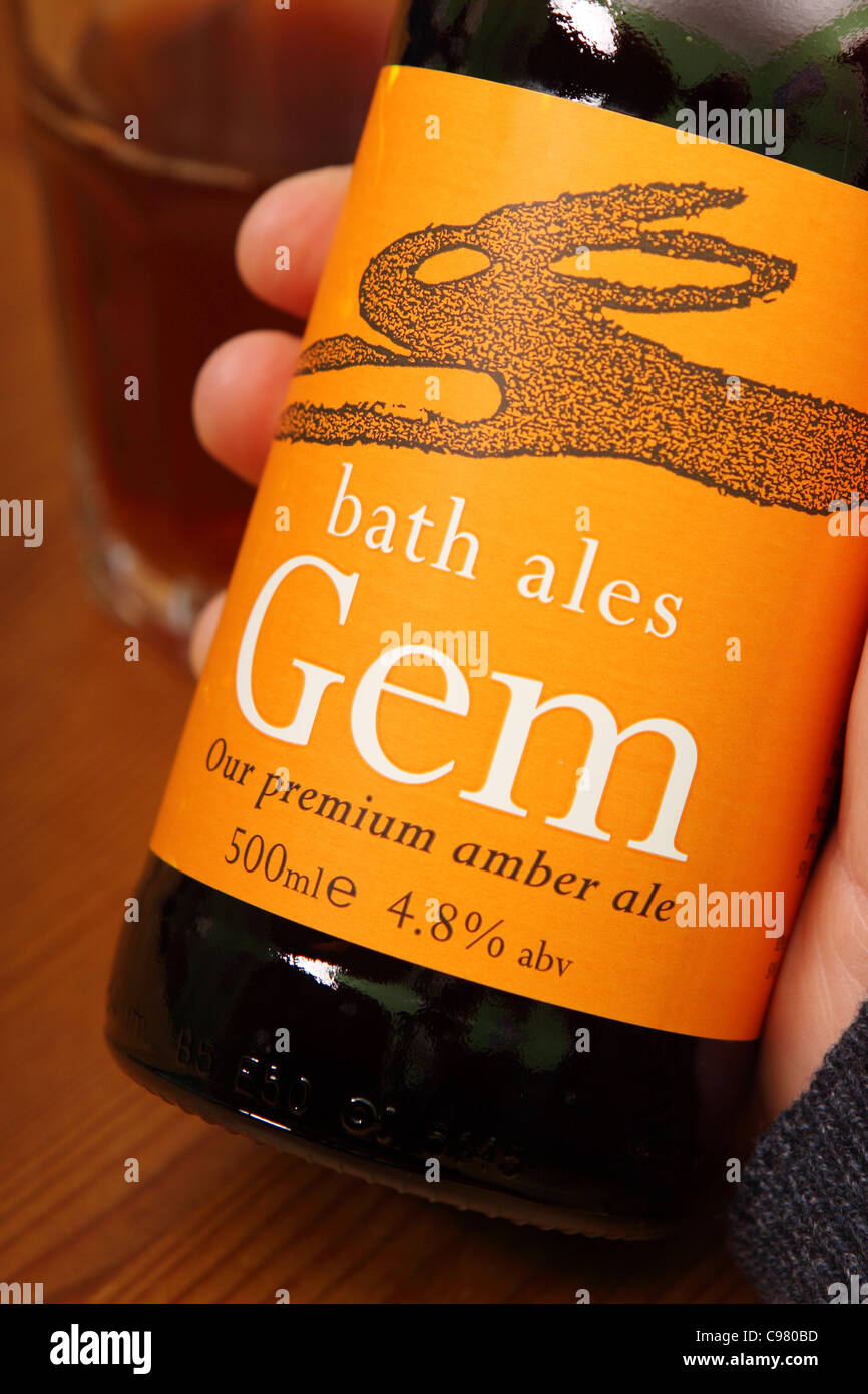 Bath Ales Gem amber ale beerbottle and label Stock Photo