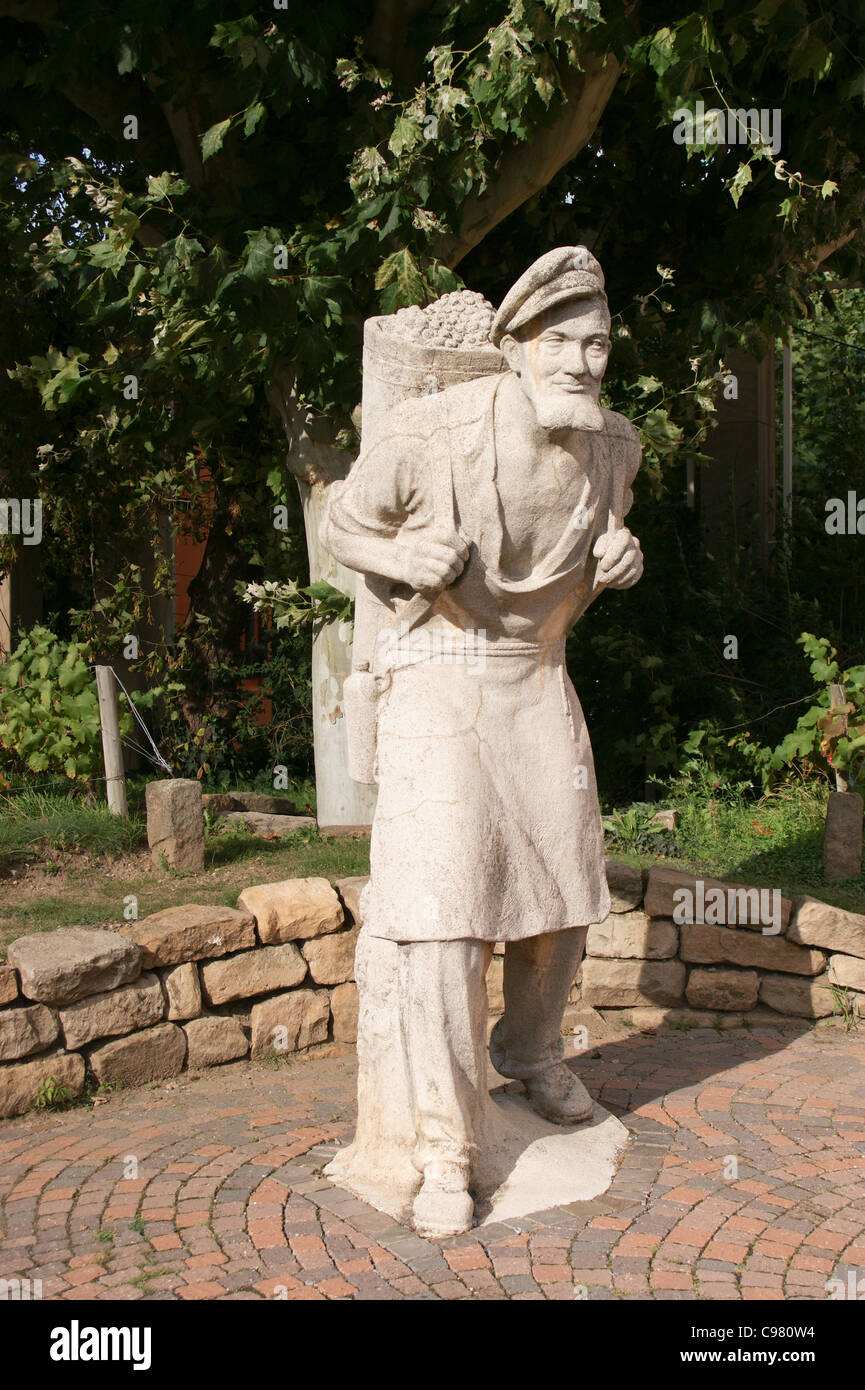 Statue of a grape-picker, Bad Durkheim, Rheinland-Pfalz, Germany Stock Photo