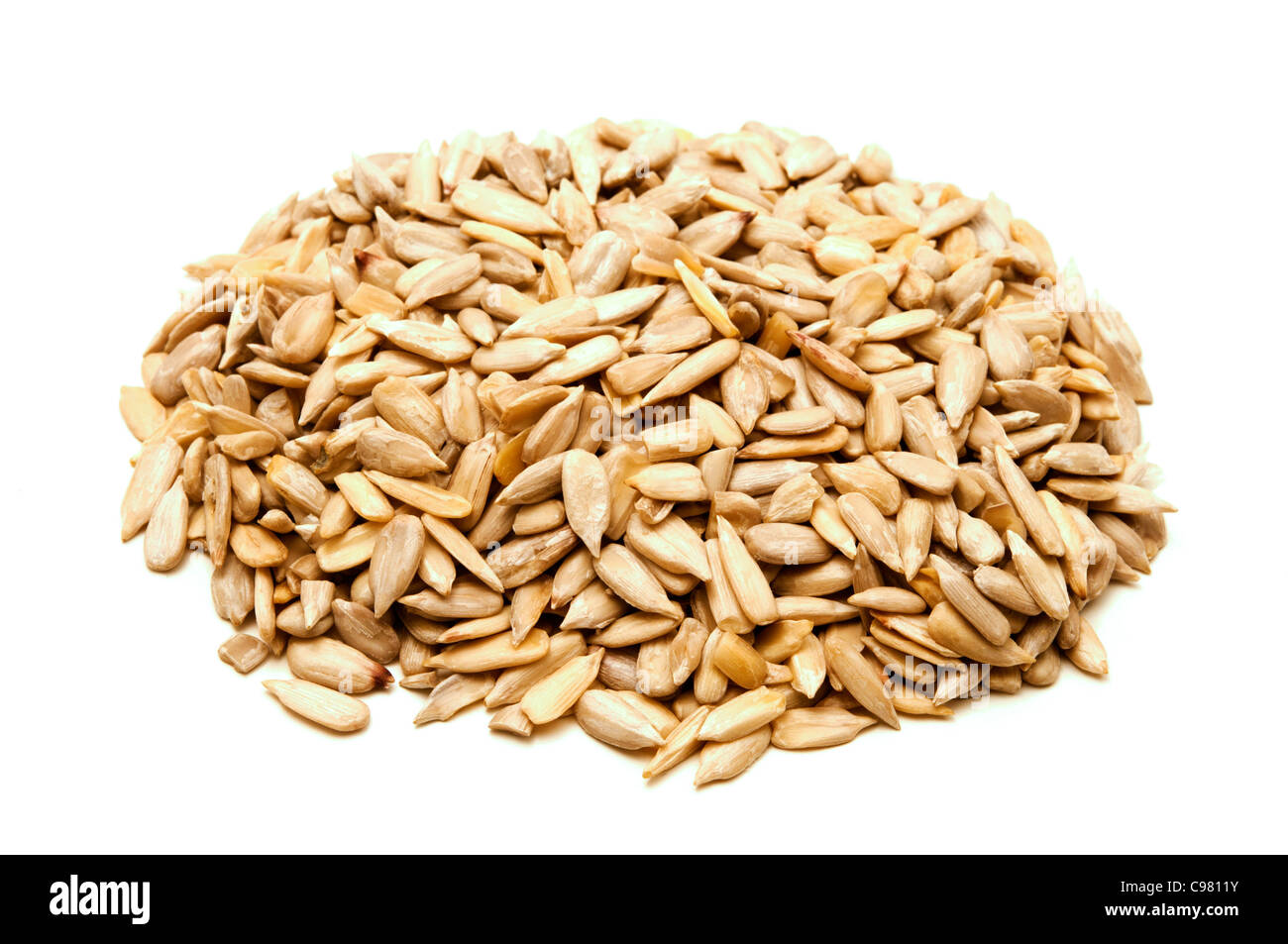 Sunflower kernels on a white background Stock Photo