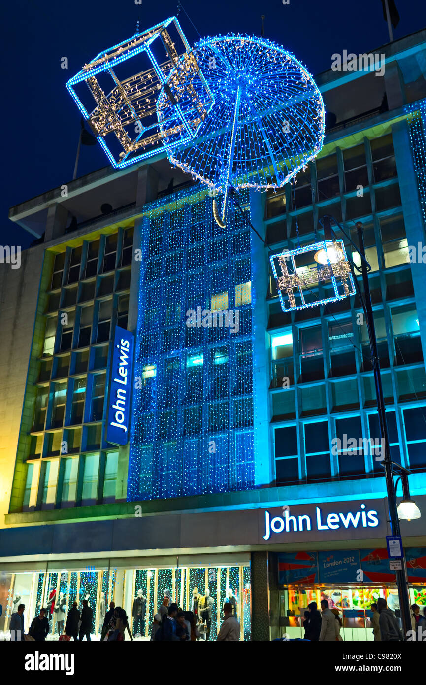 John Lewis flagship store, Oxford Street, London, England, UK, in Christmas lights Stock Photo