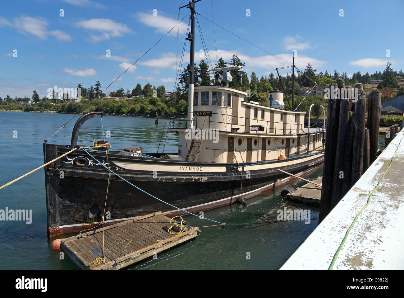 Vintage tug boat Ivanhoe at Lovric's shipyard Anacortes WA USA Stock