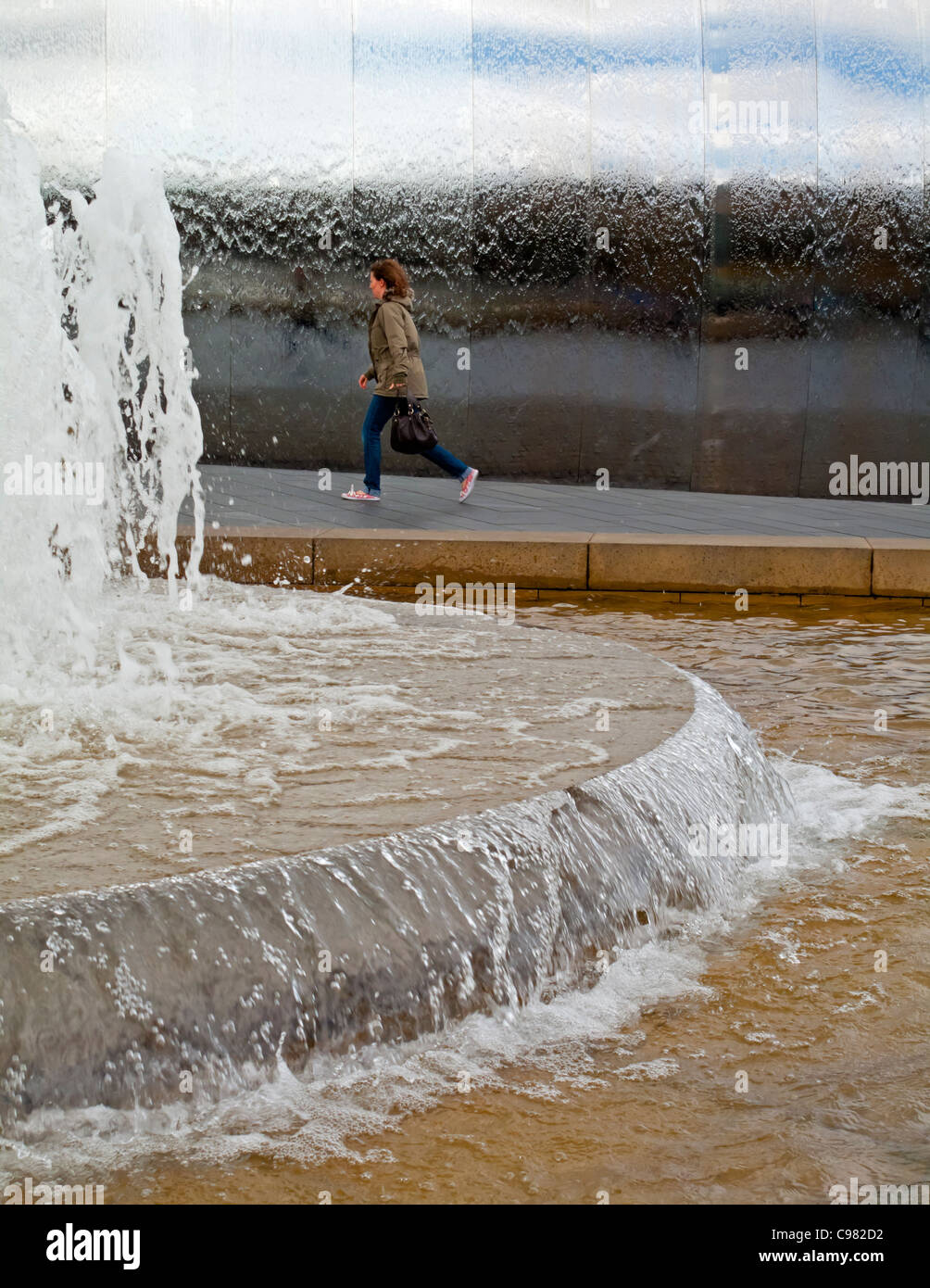 Detail of water cascade in Sheaf Square Sheffield South Yorkshire England UK designed to give a good impression to visitors Stock Photo