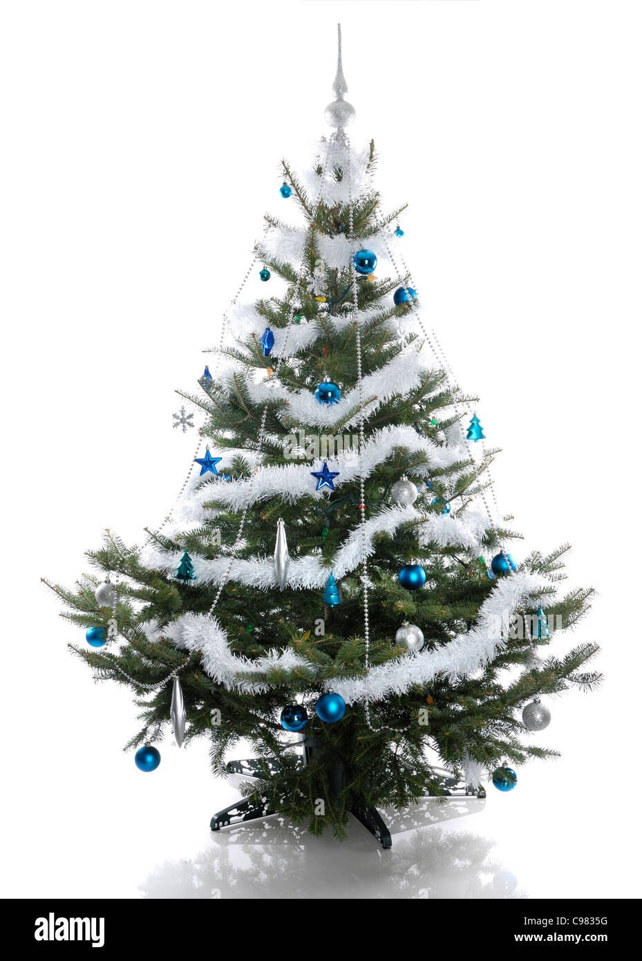 Decorated Christmas tree isolated on white background Stock Photo - Alamy