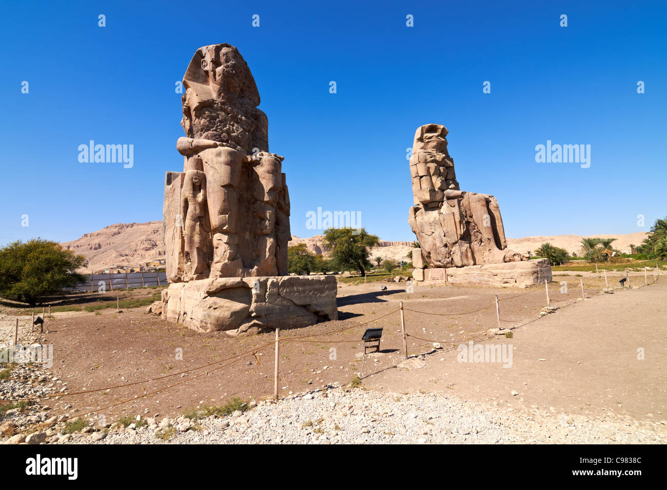 Giant statues near the Kings Valley, Luxor, Egypt Stock Photo Alamy