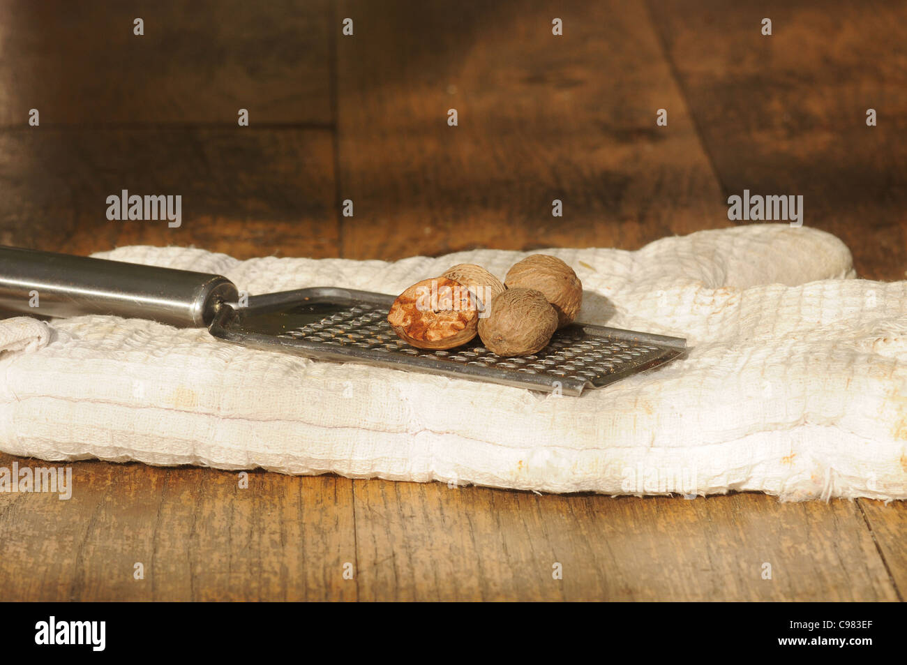 nutmeg and grater Stock Photo Alamy