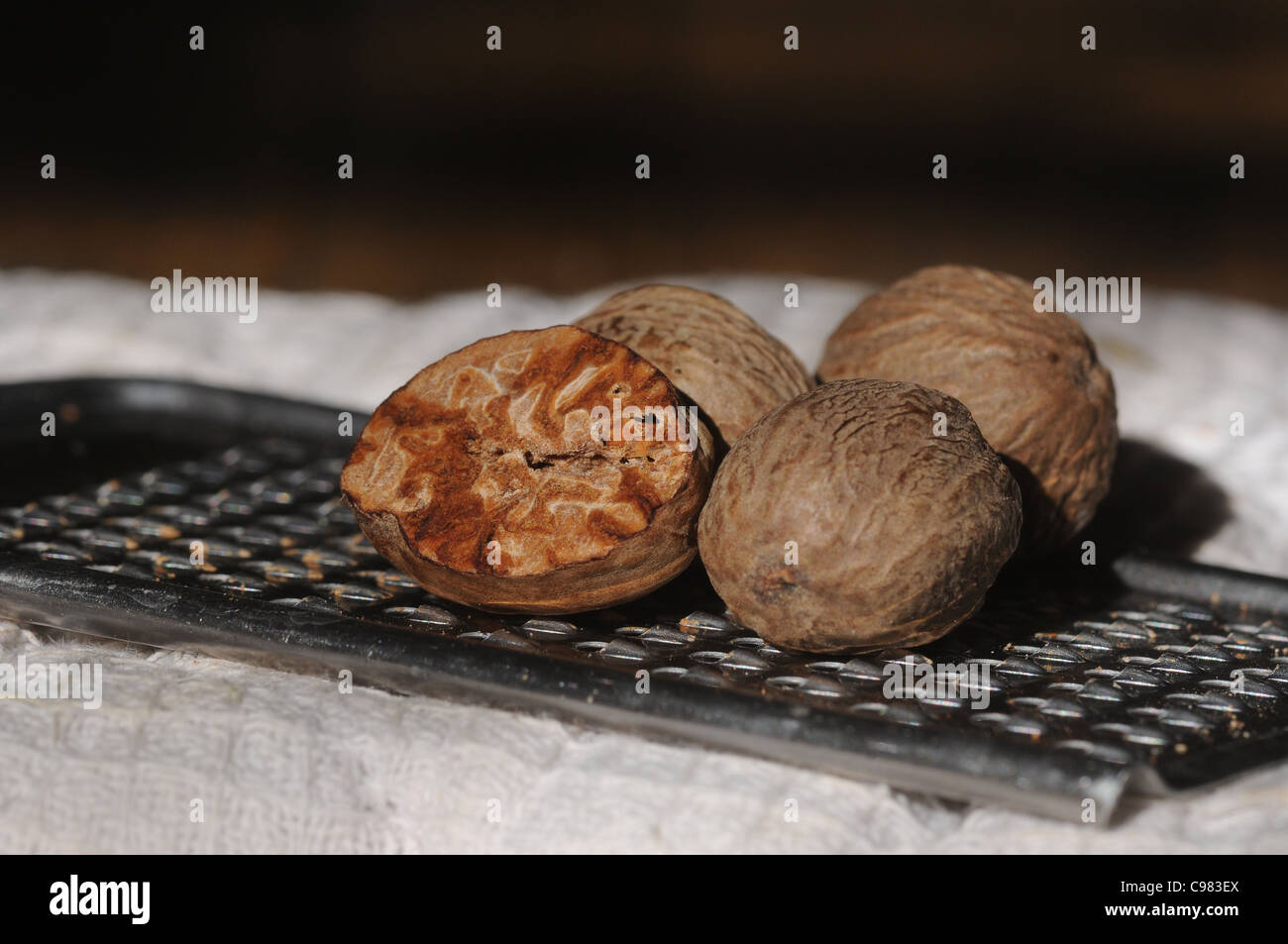 nutmeg and grater Stock Photo Alamy