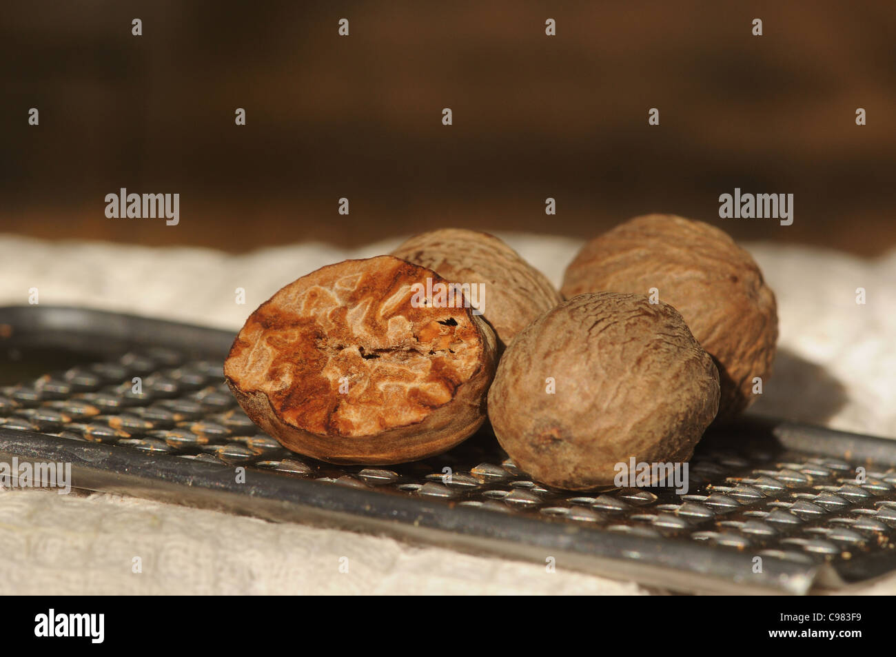nutmeg and grater Stock Photo Alamy