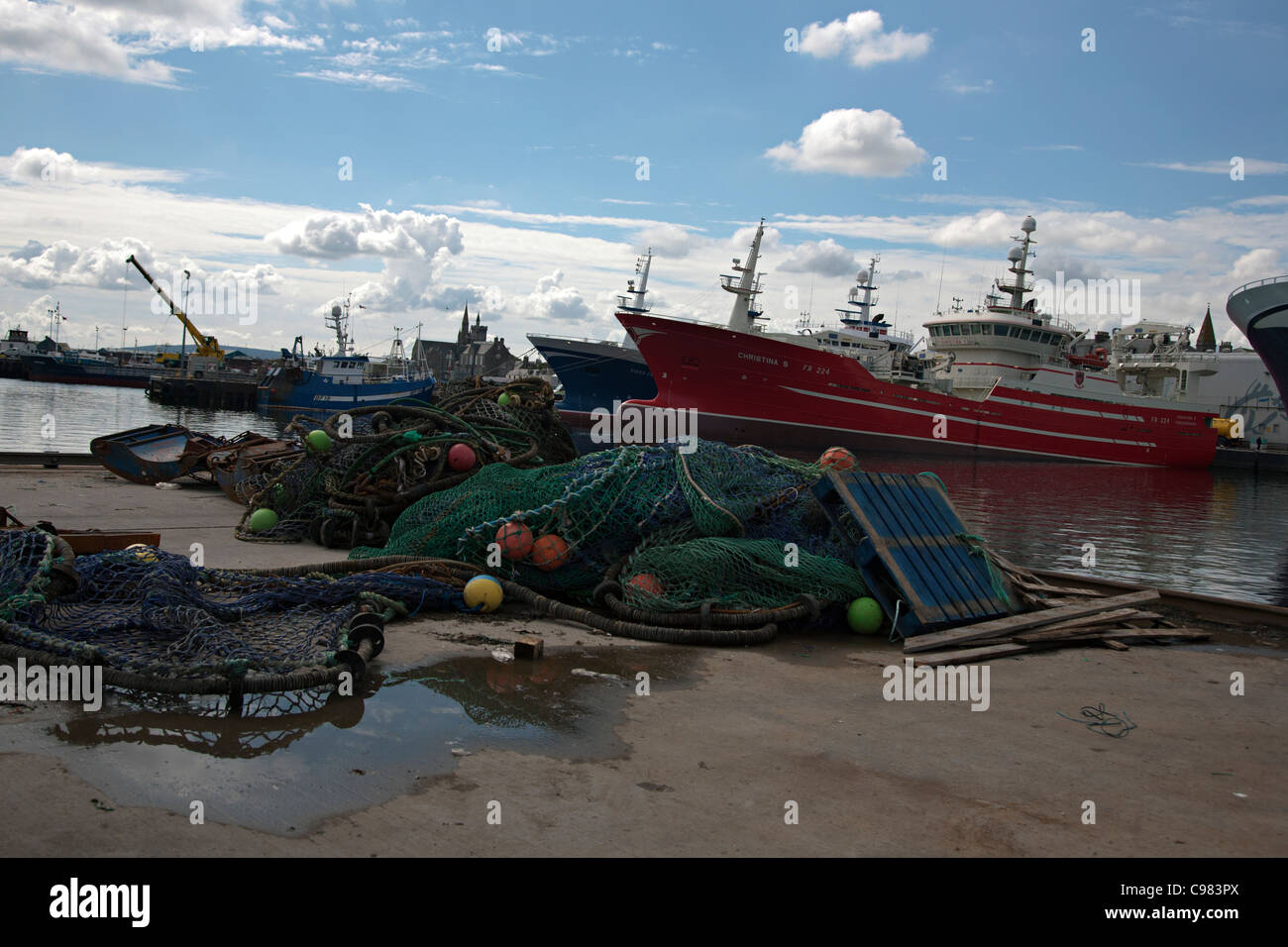 fishing boats at fraserburgh harbour scotland Stock Photo