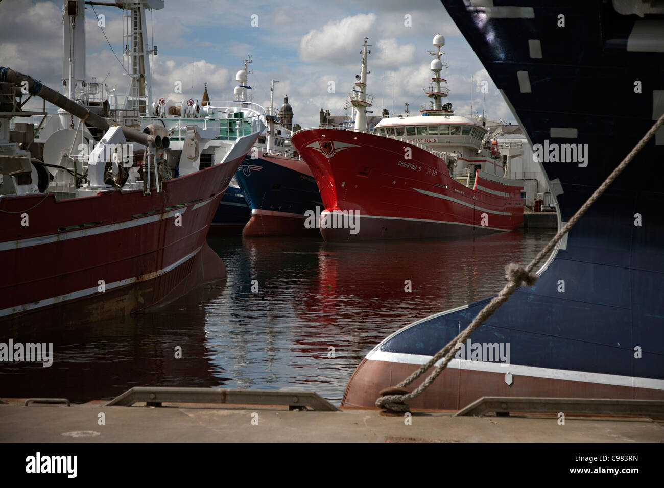 fishing boats at fraserburgh harbour scotland Stock Photo